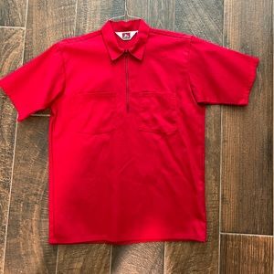 Ben Davis Short Sleeved Solid – Half Zipper - red, medium